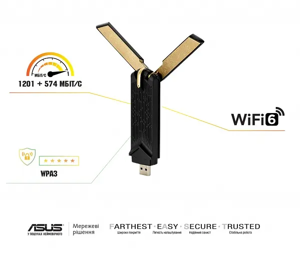 Адаптер WiFi USB-AX56 AX1800, USB Asus teh0017401 - фото 4