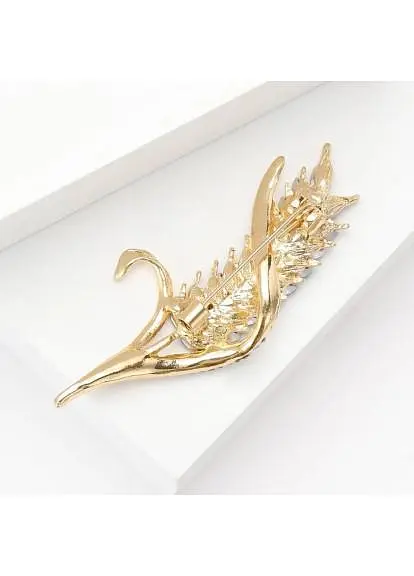 Брошь-булавка колосок пшеницы со стразами Желто-Голубая - фото 2