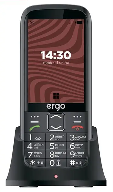 Телефон Ergo R351 кнопочный с подставкой - док-станцией черный - фото 2