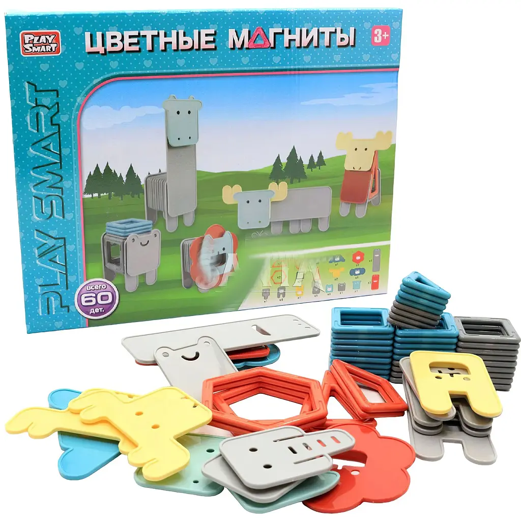 Конструктор Play Smart 2469 Магнітний - Тварини 60 елементів - фото 2