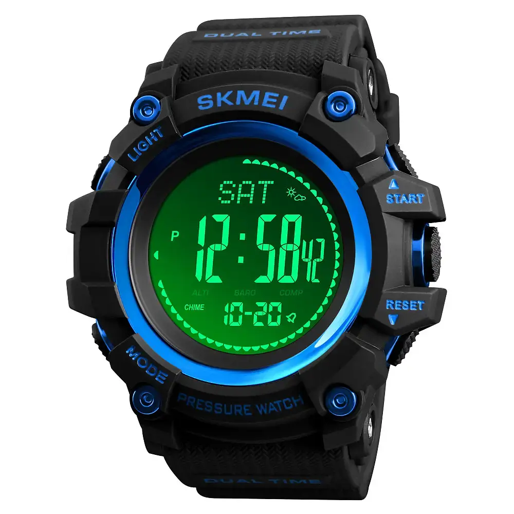 Чоловічий годинник з барометром Skmei 1358 processor (Синій) - фото 4