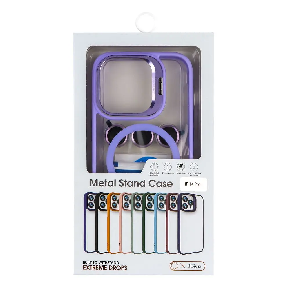 Чохол із підставкою MagSafe TPU PC Metal Stand Case Apple iPhone 14 Pro Purple - фото 5