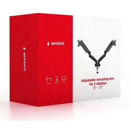 Кронштейн Gembird для 2-х моніторів 13"-27" MA-DA2-01 - фото 4