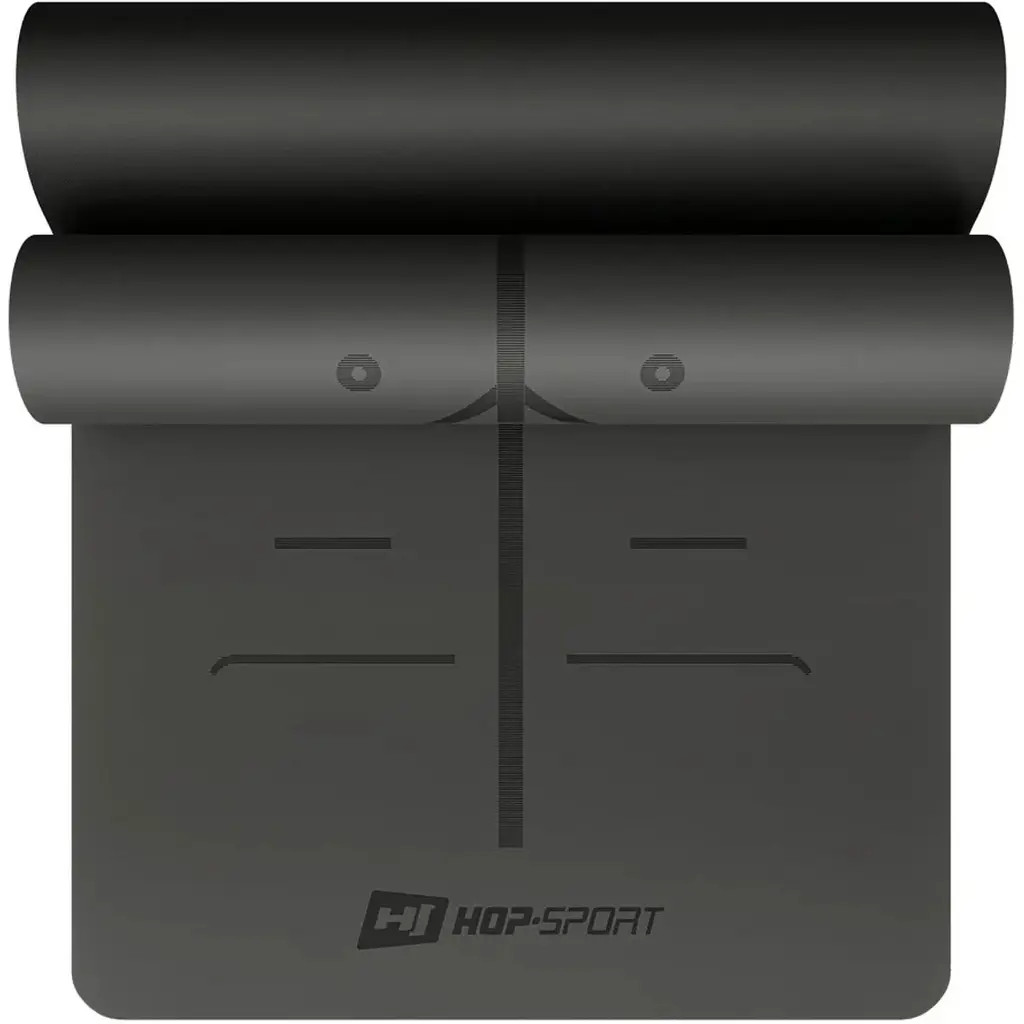 Йога-мат Hop-Sport PU 0,5см 183 x 68см HS-P005GM чорний - фото 2