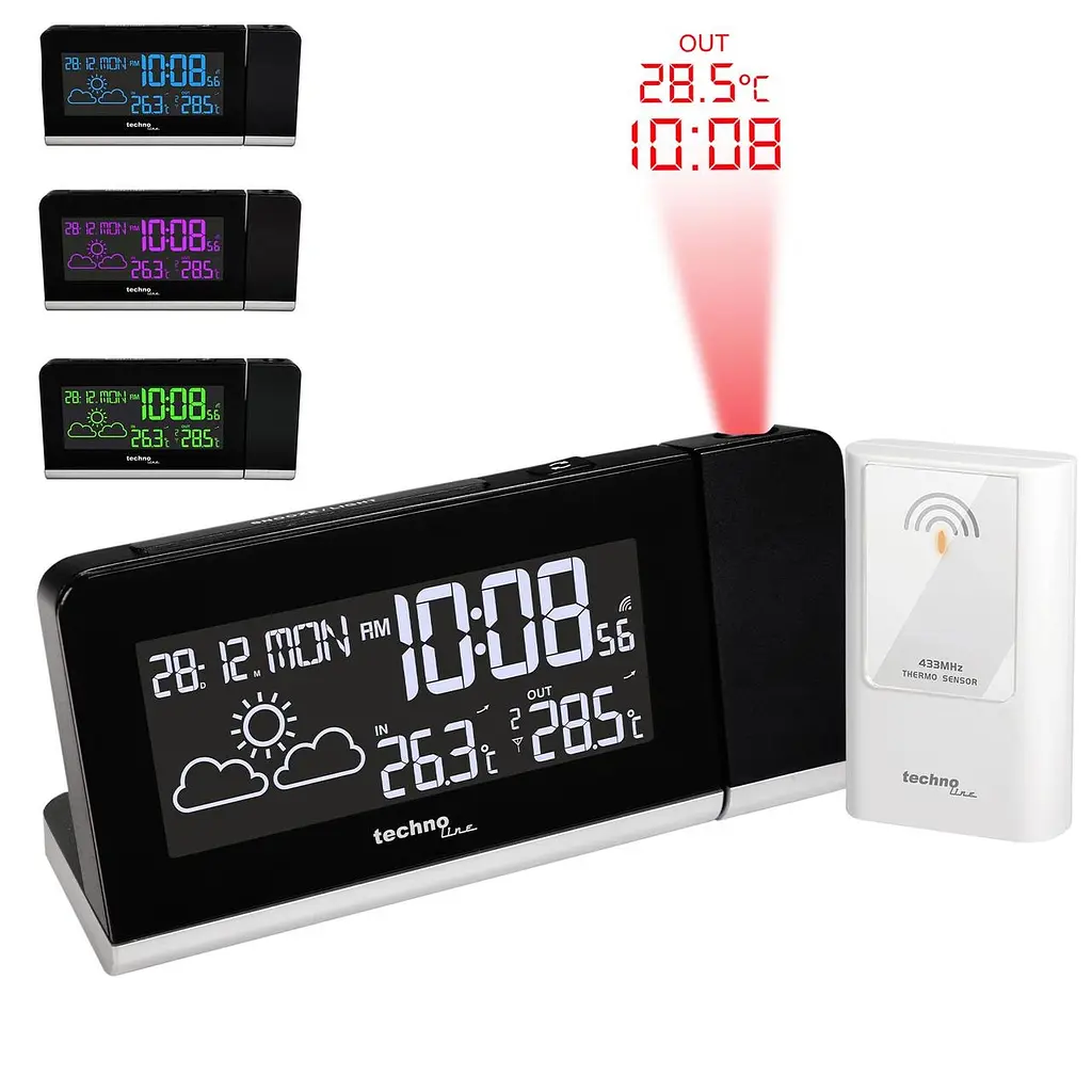 Часы проекционные настольные Technoline WT539 Black (WT539) Часы, Будильник, Календарь, Термометр, Прогноз погоды - фото 2