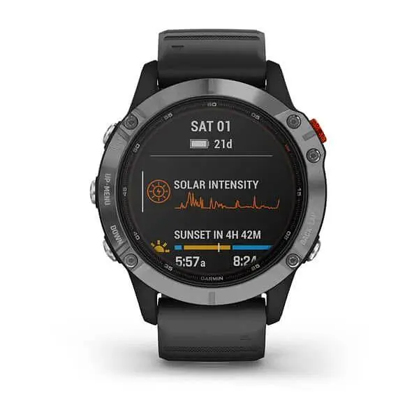 Смарт-годинник Garmin Fenix 6 Solar Silver with black band (010-02410-00) - фото 5