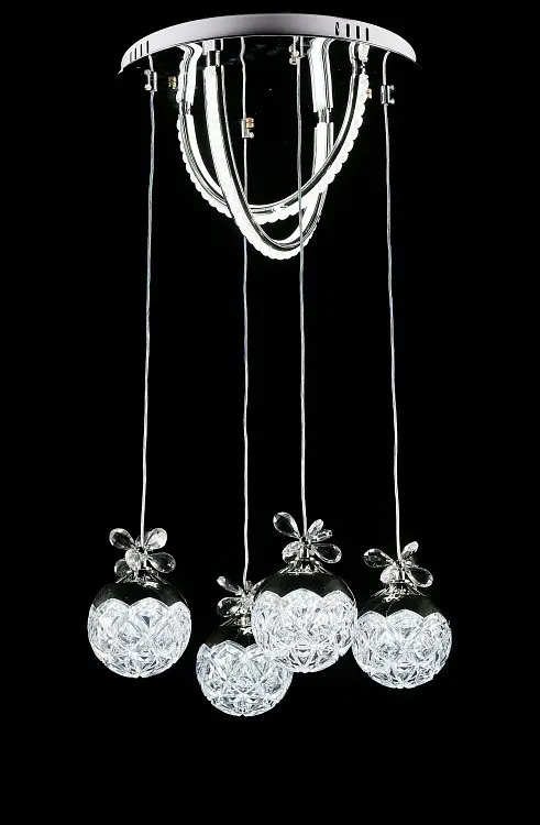 Каскадна хромована світлодіодна люстра Splendid Ray L6295/4+2 LED (CH), 40 см із шістьма кришталевими кулями - фото 2