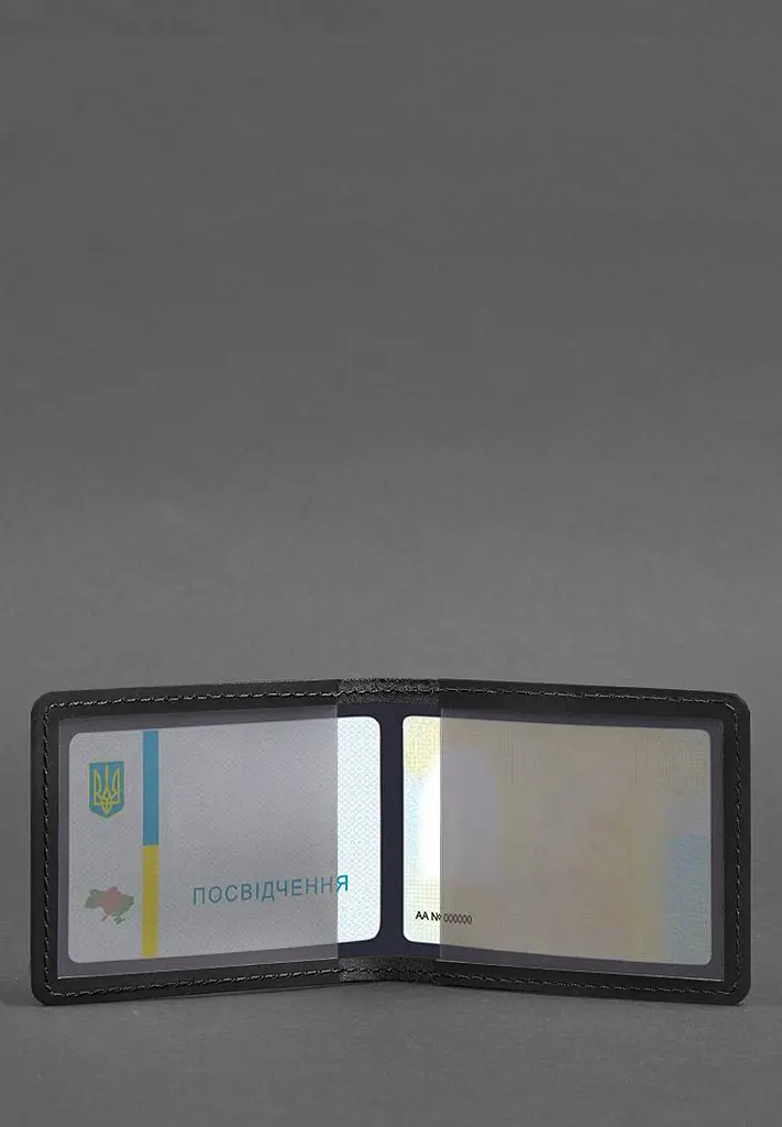 Кожаная обложка для удостоверения с гербом, черный Crazy Horse - фото 4