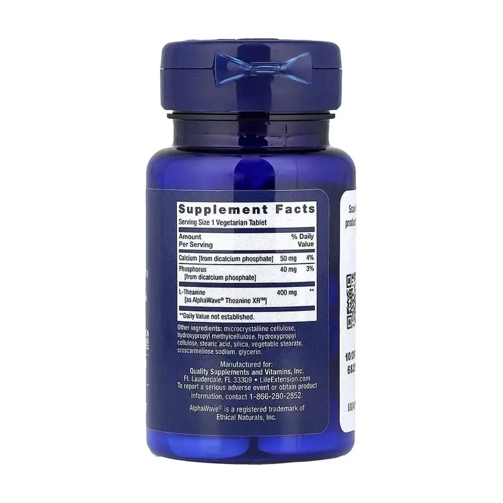 Вітамінно-мінеральний комплекс Life Extension Теанін від стресу, Theanine XR™ Stress Relief, 30 вегетаріанських т (LEX-24293) - фото 2