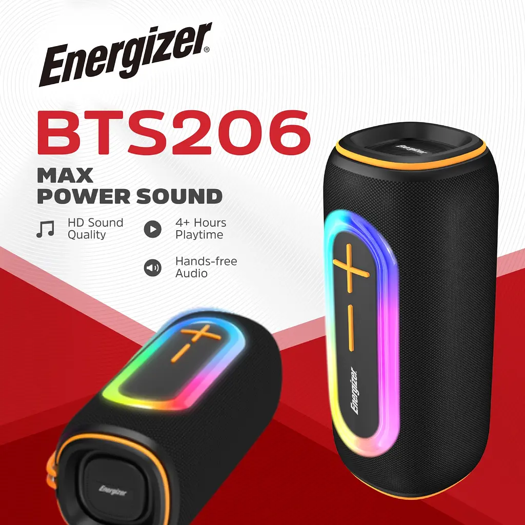 Акустична система 1.0 Energizer 20Вт Bluetooth 5.2/MicroSD/USB/AUX/FM,IPX65, 360° Sound чорна - фото 3