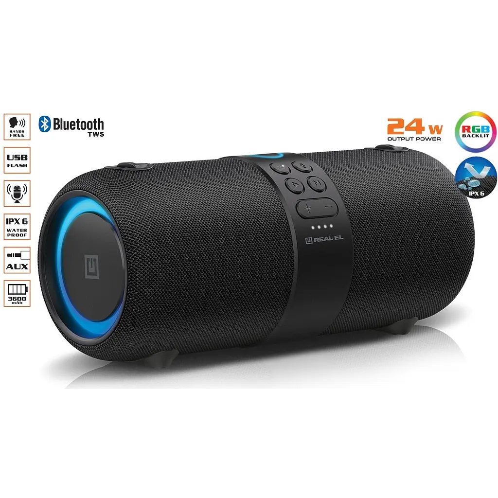Портативна колонка бумбокс REAL-EL X735 Black - фото 5