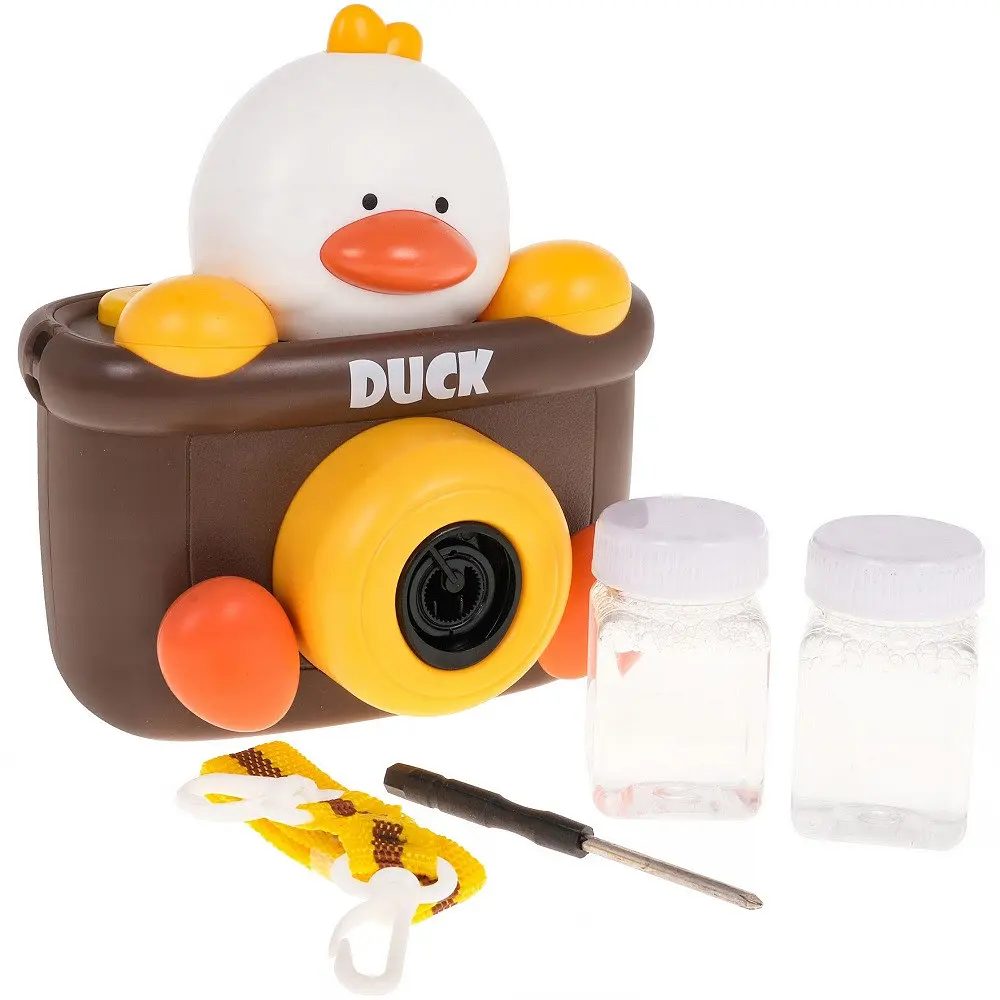 Дитячий пістолет для запуску мильних бульбашок Duck Bubble зі звуком, автоматична машинка для бульбашок, 2 флакони в комплекті - фото 2