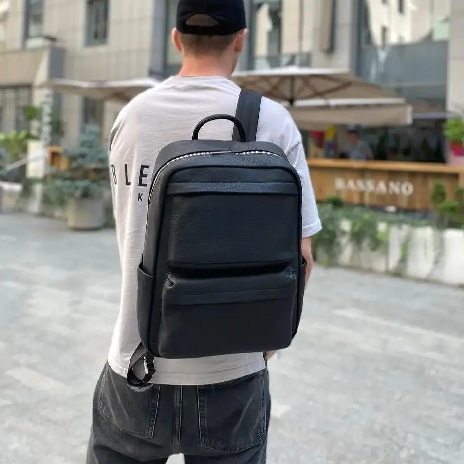 Чоловічий шкіряний рюкзак для ноутбука і подорожей Tiding Bag SB-133863 чорний - фото 2