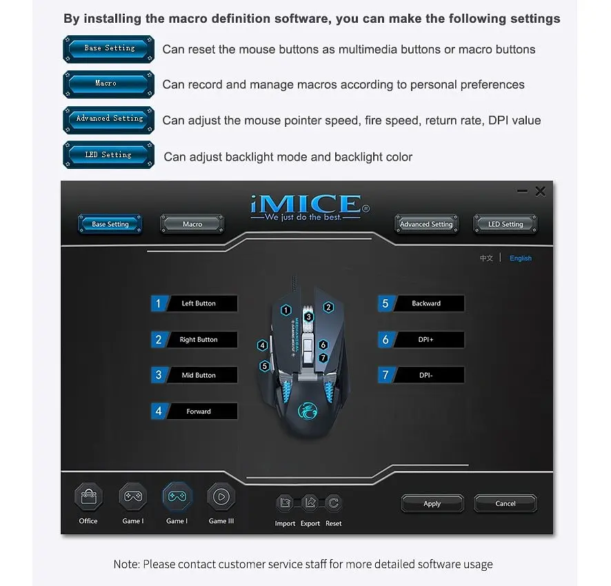 Игровая мышь iMICE T96 7 кнопок, 7200 DPI, Led Lighting - фото 4