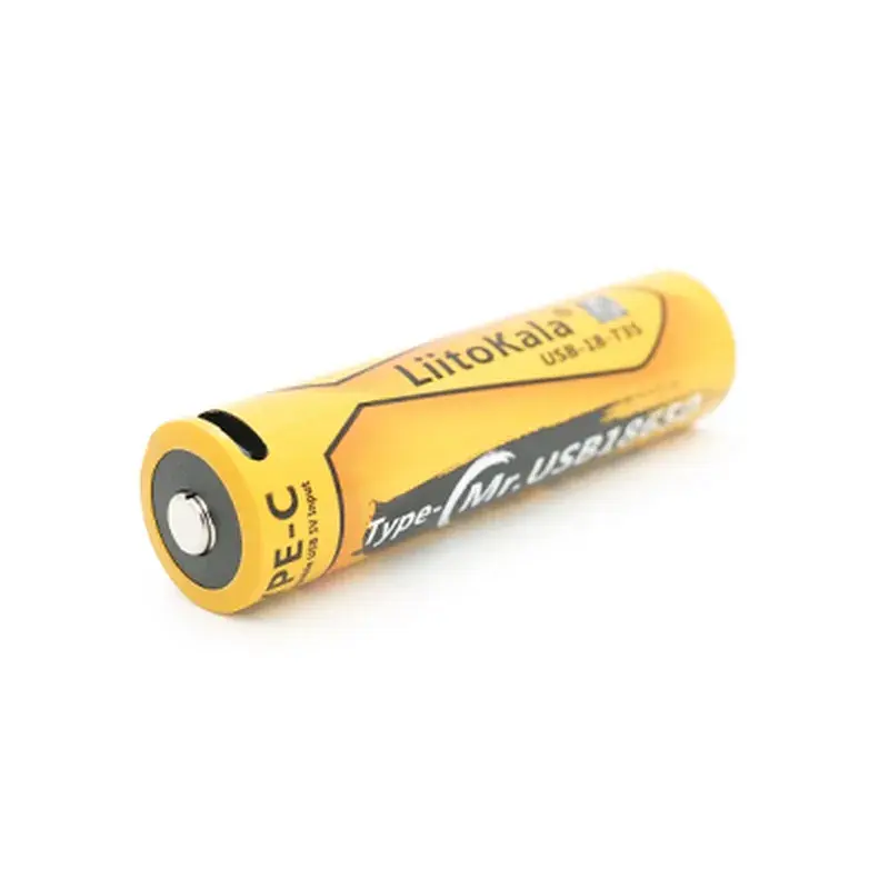 Акумулятор 18650 3500mah (3400-3500mah), 3.7V(2.7-4.2V), Type-C, 72*18.6mm, Yellow Liitokala (USB-18-T35) - фото 2
