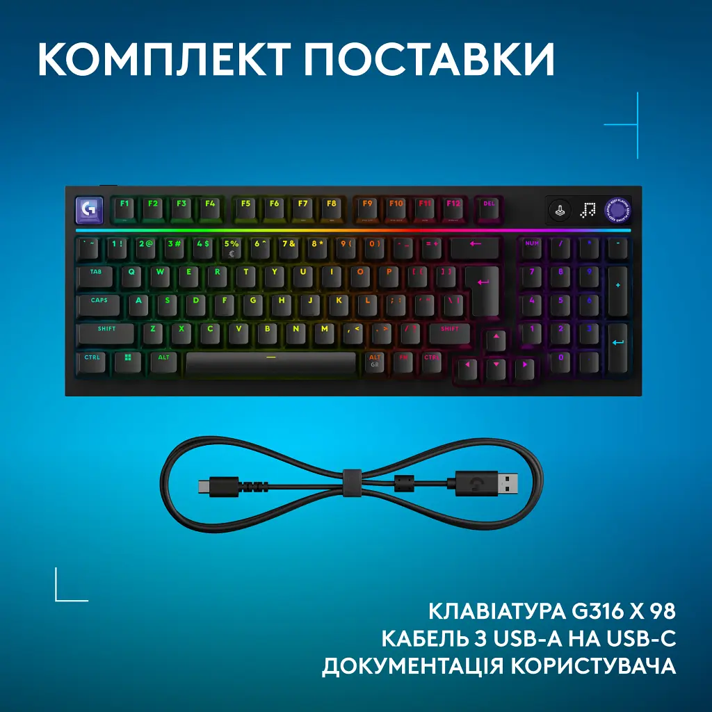 Клавіатура Logitech G316 X TKL USB UA Black (920-014205) - фото 11