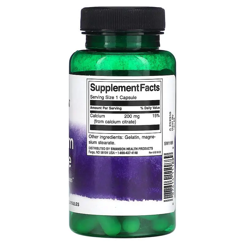 Кальцію цитрат Swanson Calcium Citrate 200 mg 60 caps (1086-100-13-1349710-20) - фото 2