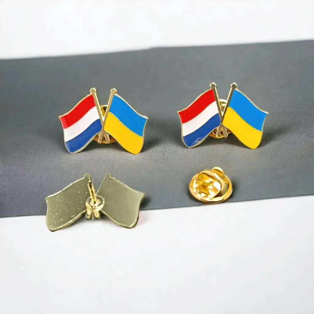 Подвійний значок-пін «Україна – Нідерланди» 25 × 19 мм (00009) - фото 3