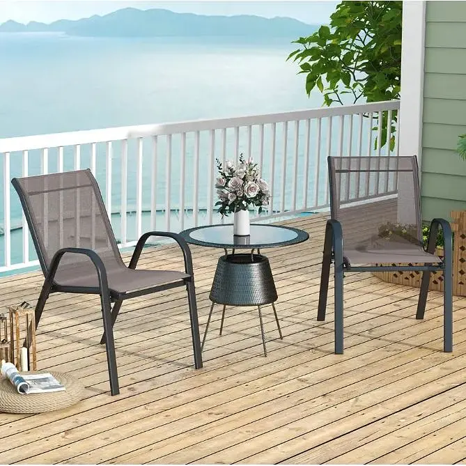 Комплект садових стільців Costway Patio з підлокітниками сірий - фото 2