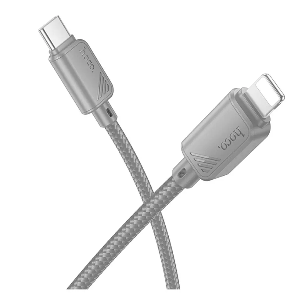 Кабель синхронізації Hoco X113 Nylon braided PD27W/3A Type-C to Lightning 1m Grey (36774_3609170) - фото 2