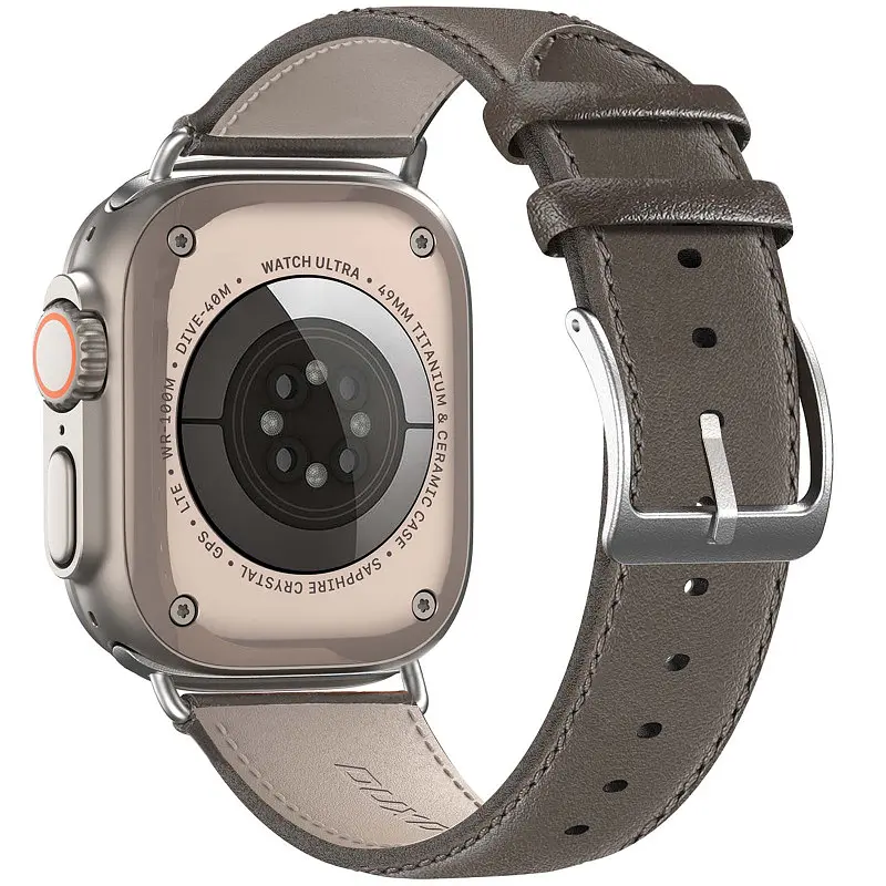Ремінець Leather Strap Classic для Apple Watch 38/40/41/42 мм(ser.10) Grey Dux Ducis teh0029324 - фото 2