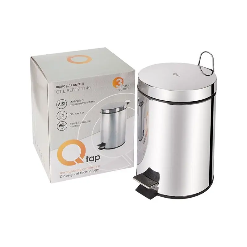 Відро для сміття Qtap Liberty 1149 CRM, Хром - фото 5