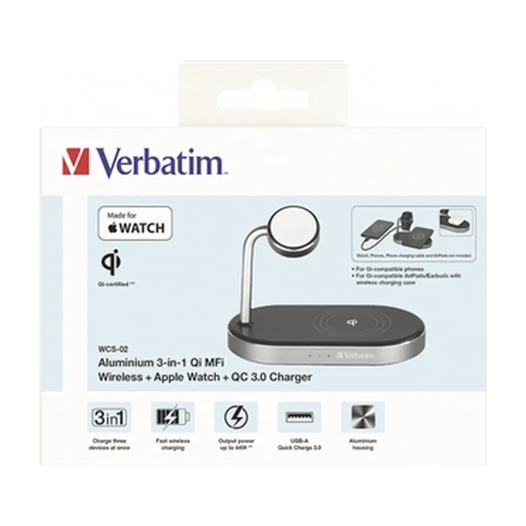 Зарядний пристрій Verbatim 3in1 Apple Watch and iPhone Charging Stand (49556) - фото 2