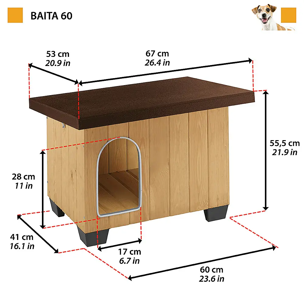 Будиночок для собак Ferplast Kennel Baita 60 67×53×55,5 см 87014000 - фото 2