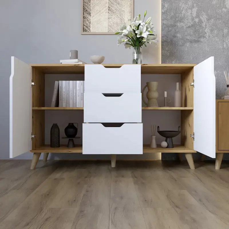 Комплект меблів для вітальні М-ЗОН Борн Дуб Артизан 5 предметів з білими ніжками (MZN-031064) - фото 10