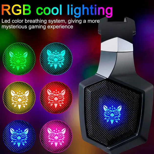 Проводная игровая гарнитура Onikuma Gaming K8, USB, 3.5mm, 2.2m, LED black - фото 4