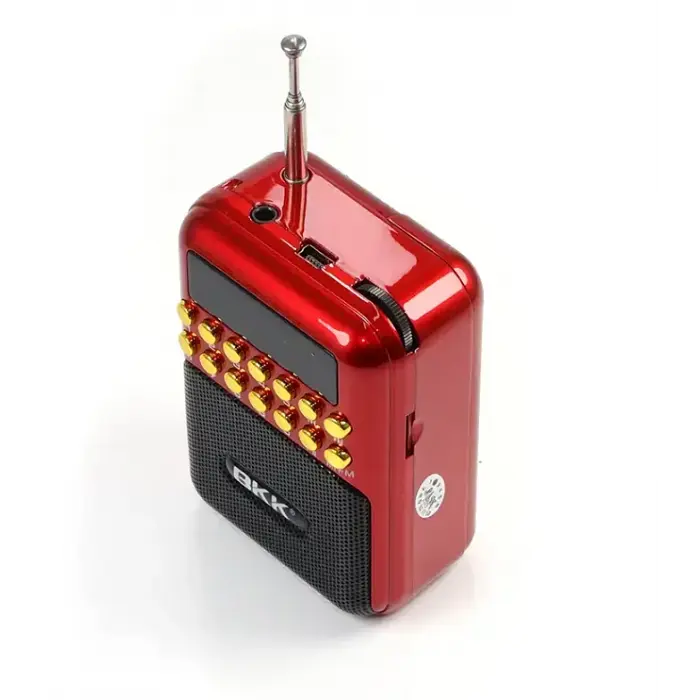 Радіоприймач на акумуляторі переносне радіо червоне з FM USB MicroSD BKK B872 - фото 3