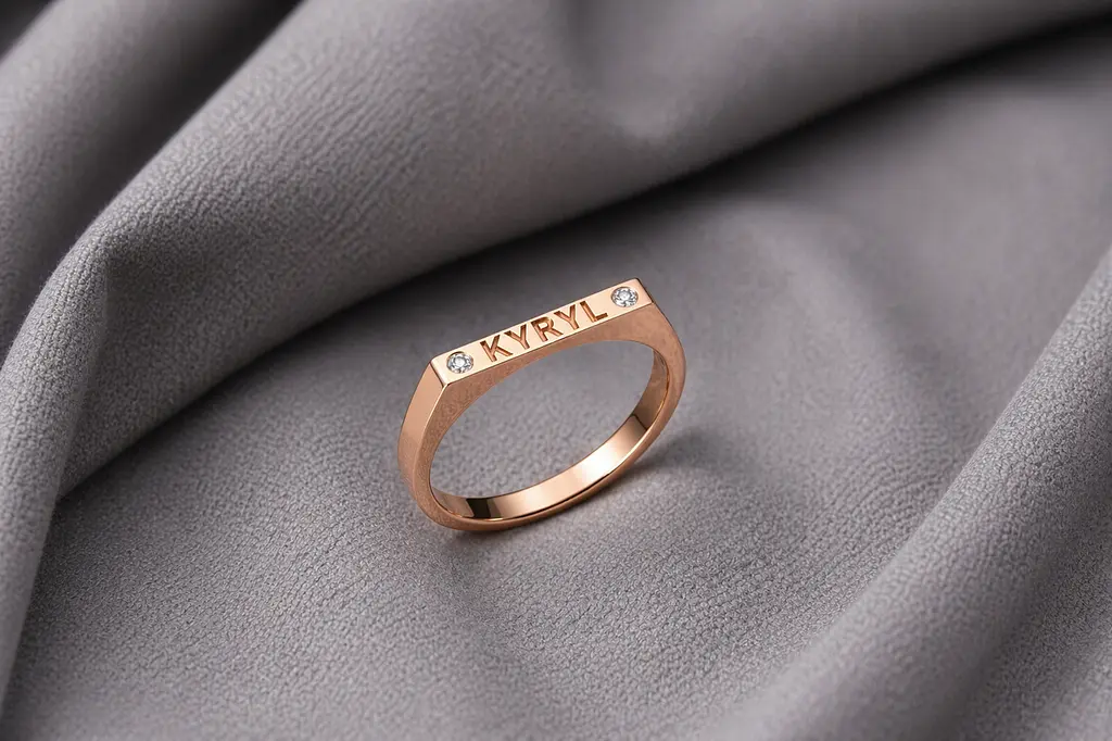 Каблучка з червоного золота з гравіюванням і фіанітами К-0670 15.5 - фото 4