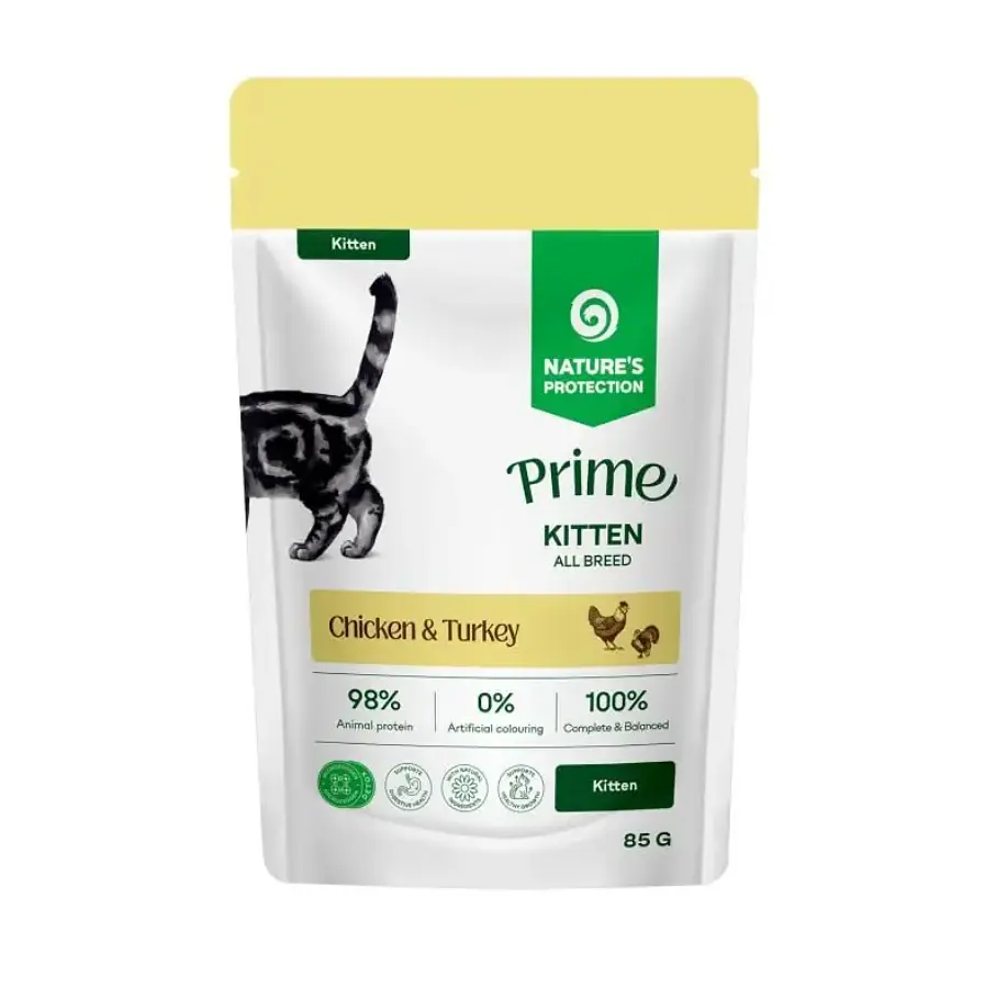 Вологий корм для кошенят Nature's Protection Prime Kitten All Breeds, 85 г — курка та індичка