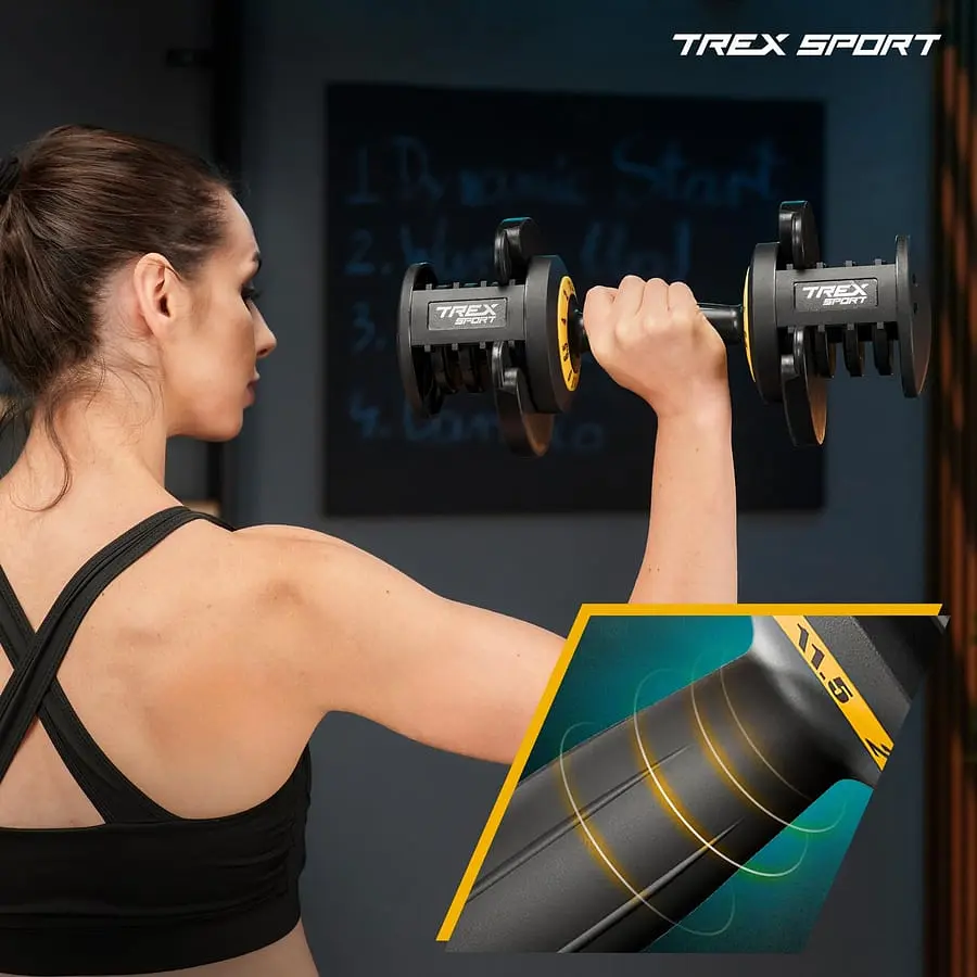 Гантель розбірна регульована Trex Sport 2-11,5кг чорний - фото 19
