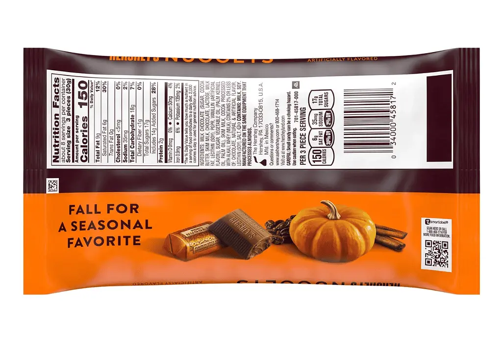 Шоколадні цукерки Hershey's Nuggets Pumpkin Spice Latte Flavored Halloween Candy​​​​​​​ 227г - фото 2
