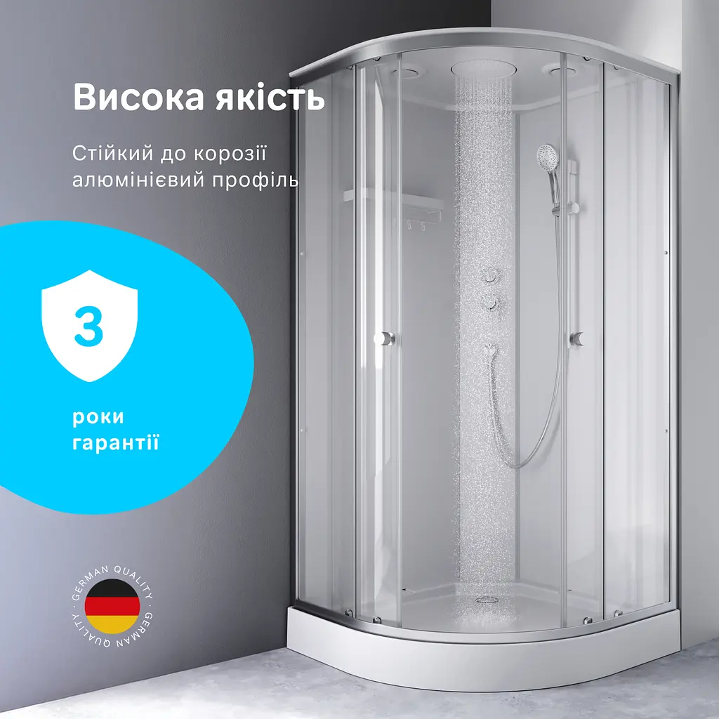 Душова кабіна напівкругла AM.PM X-Joy 100×100 см, прозоре скло, профіль матовий хром, W94C-401-100MT - фото 4