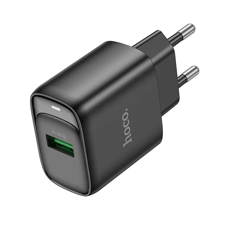 Сітчастий зарядний пристрій HOCO C140A Smart single port QC3.0 charger(EU) чорний - фото 2