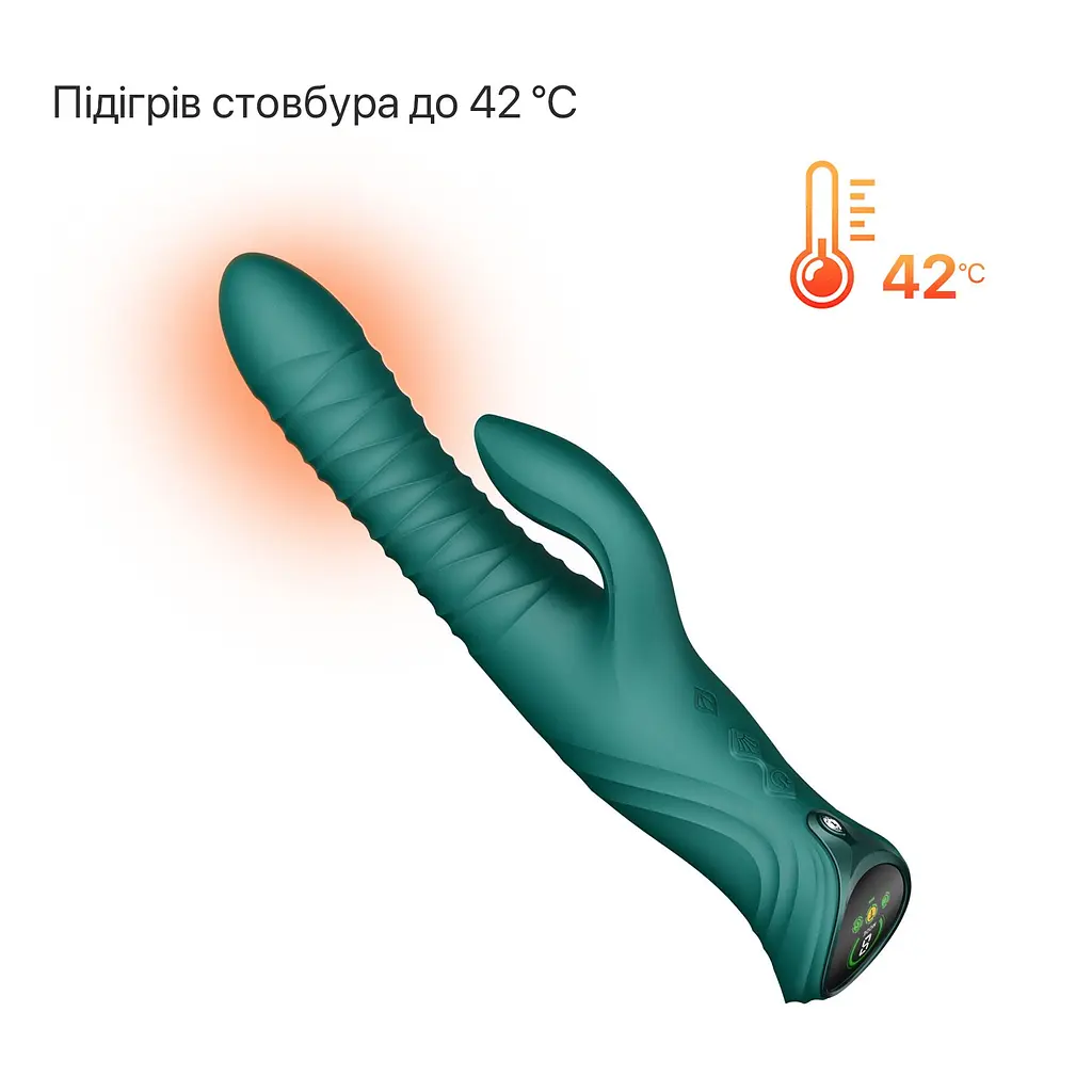 Смарт пульсатор-кролик з вібрацією Zalo Mose 2 Turquoise Green, підігрів до 42 °C, кристал Swarovski - фото 7