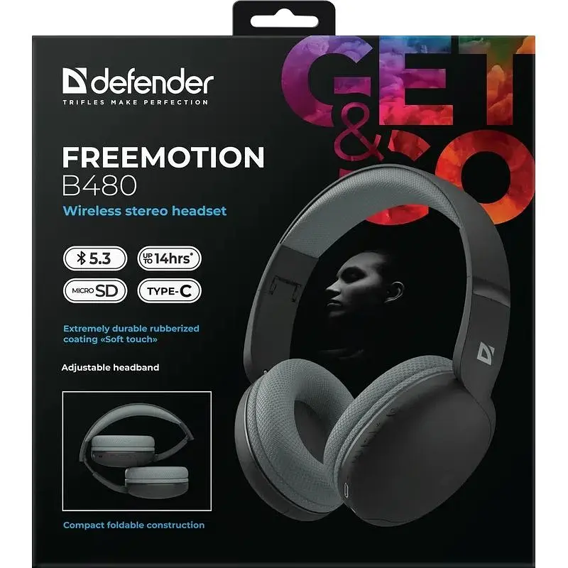 Гарнитура Defender FreeMotion B480 Bluetooth черная (63480) - фото 2