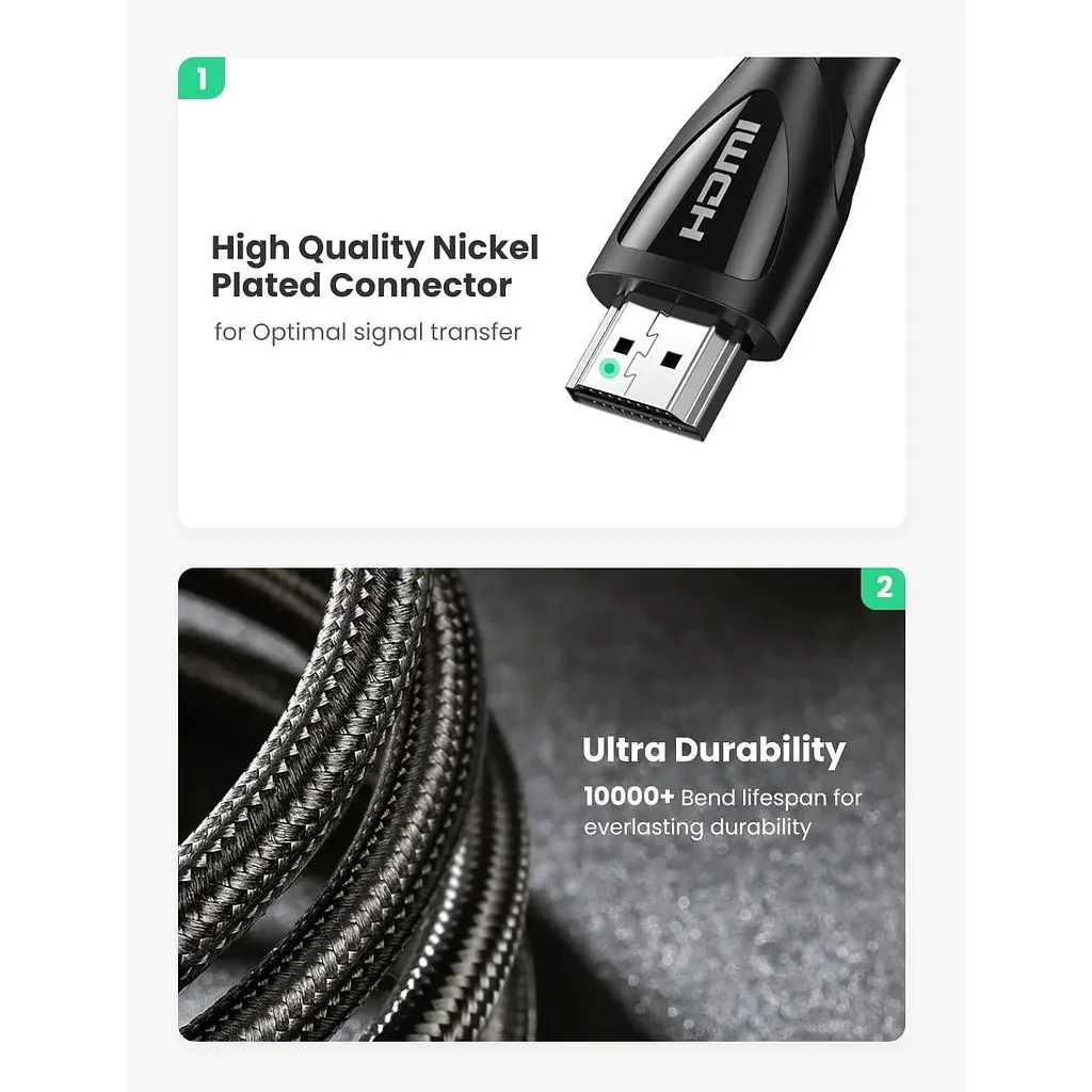 Кабель Ugreen HDMI to HDMI V2.1 Braided Cable 3m HD140 [84346] - фото 3
