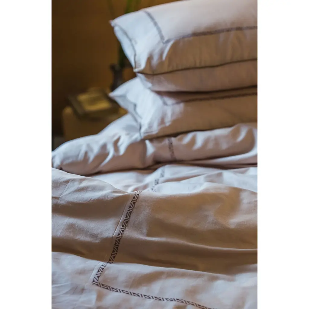 Комплект постельного белья Ecotton Premium Shifting Sand евро сатин вышивка с кантом бежевый (25093) - фото 9