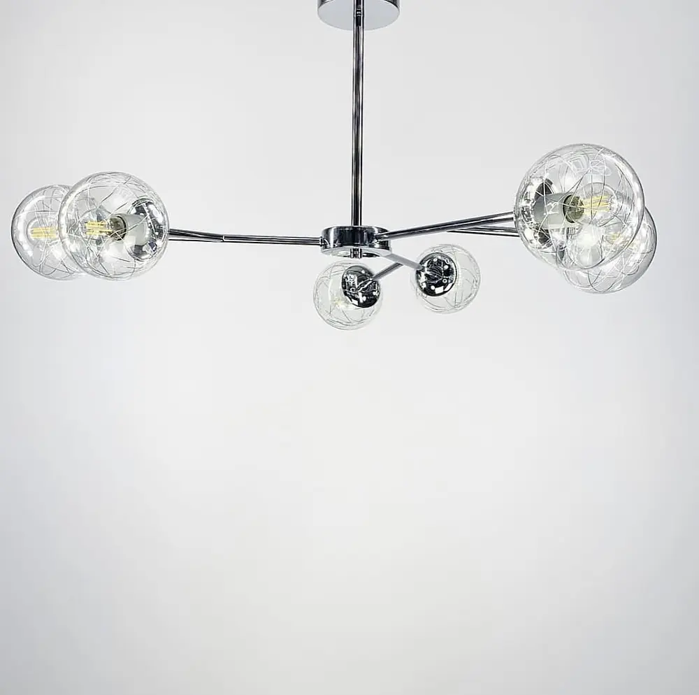 Потолочная люстра в корпусе хром на 6 плафонов Line.F AOC 6/6 CR+CL - фото 3