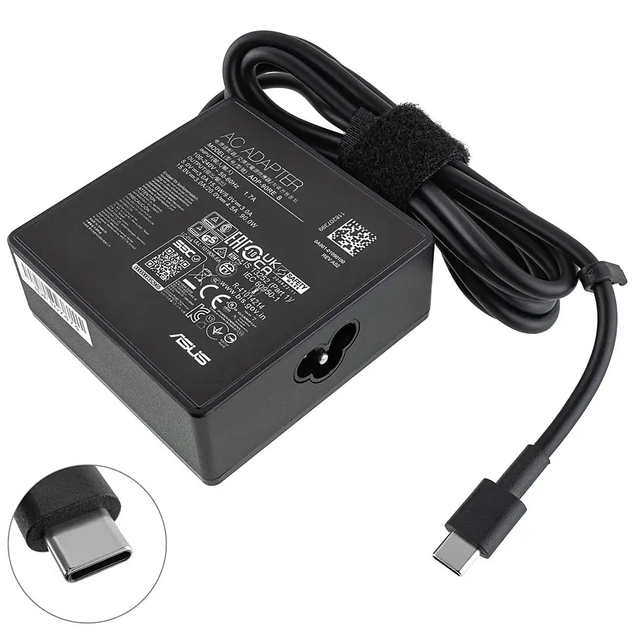 Блок живлення для ноутбука TYPE-C 90W, квадратний, black - фото 2