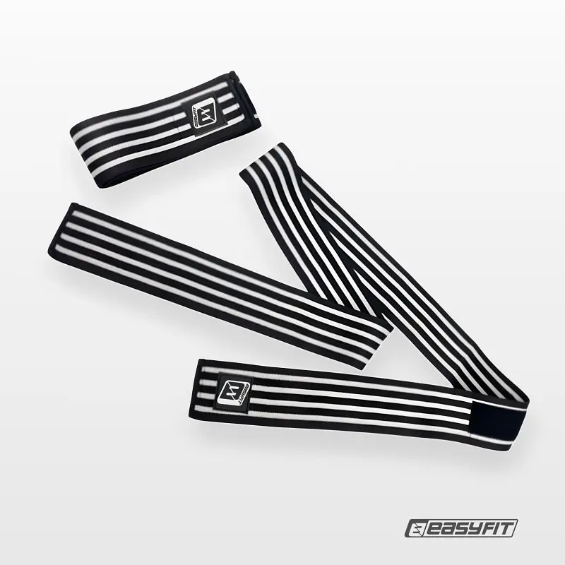 Бинт для присідань EasyFit EF-0065-GY, фіксатор колінного суглоба, чорно-білий - фото 3
