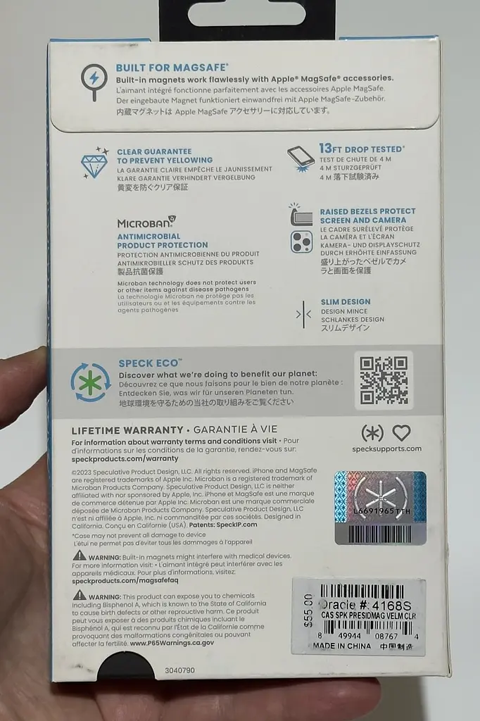 Оригінальний прозорий чохол для Iphone 15 Pro Speck Presidio Clear Case MagSafe протиударний 150559-3240 - фото 4
