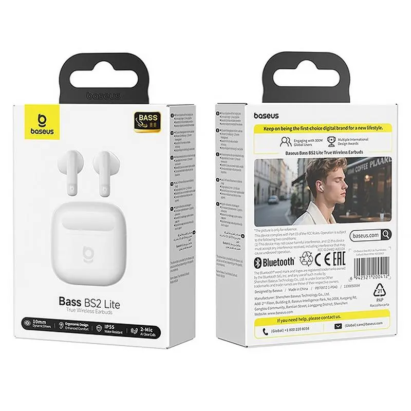 Беспроводные TWS наушники Baseus Bass BS2 Lite (A0010A) Moon White - фото 5