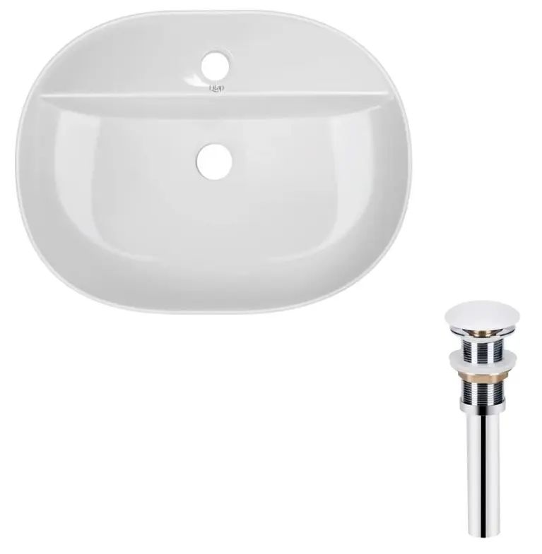 Комплект Qtap Scorpio: Раковина накладна овальна 500x380x120 мм White + Донний клапан PU02 (QT14112202WN47313)