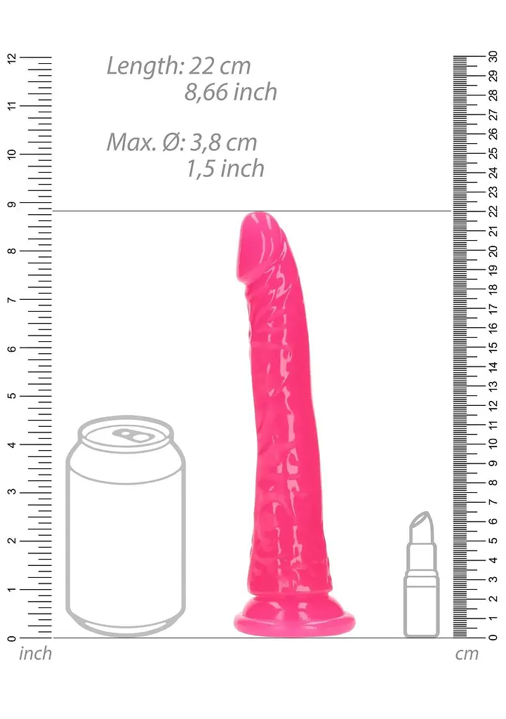 Фалоімітатор RealRock Slim Realistic 8'', 22 см (рожевий) - фото 4