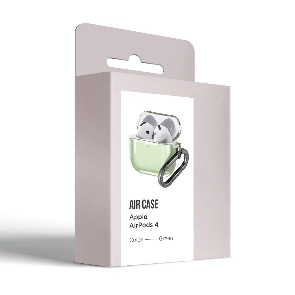 Чохол для навушників Apple AirPods 4, зелений, Air, термополіуретан (TPU), протиударний, захист від подряпин, пилу і ударів, футляр з карабіном для кріплення, точні вирізи для доступу до роз"ємів, ArmorStandart (ARM82613) - фото 3