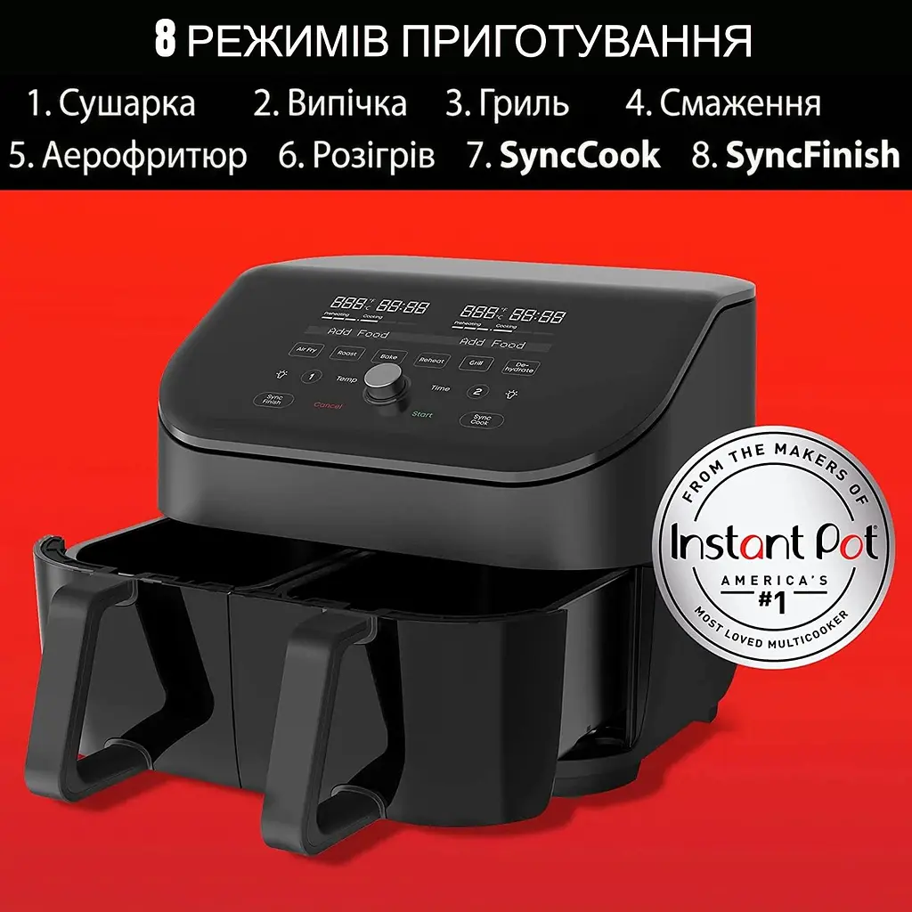 Мультипіч Instant Vortex Plus Double Basket ClearCook - фото 5